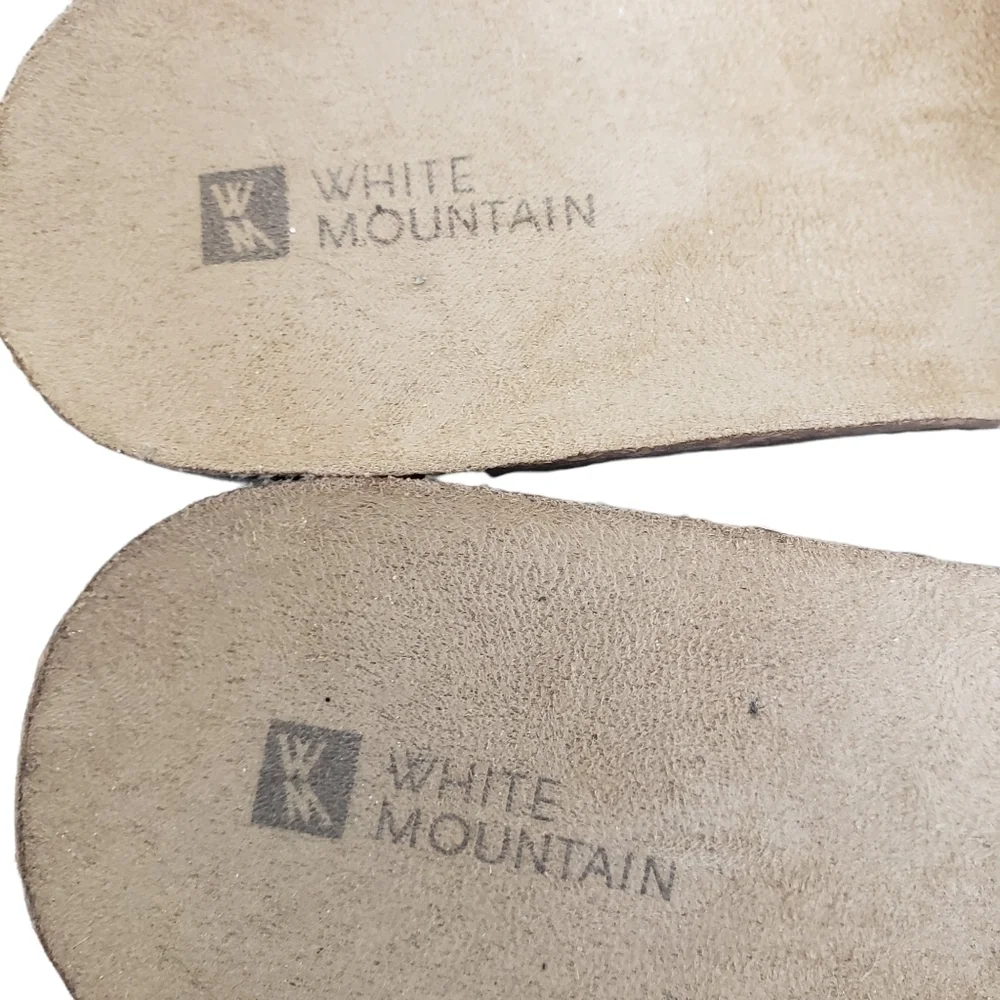 STONE Mountain Leather Snake Print Platform Slides 8M Cream Tan Black EUC